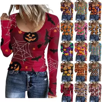 Женский модный повседневный вязаный свитер на пуговицах на Хэллоуин XL