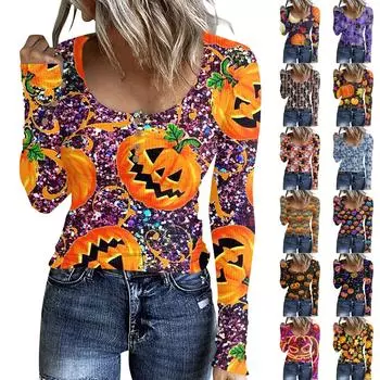 Женский модный повседневный вязаный свитер на пуговицах на Хэллоуин XL