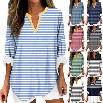 Женский модный повседневный женский топ из конопли с заниженными плечами и длинным рукавом с v-образным вырезом и принтом L чёрный