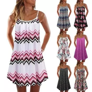 Женский модный повседневный жилет без рукавов с богемным принтом, свободное платье на бретелях, большое платье L чёрный