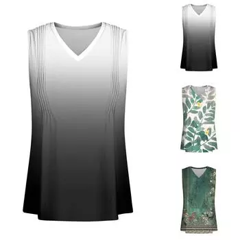 Женский модный повседневный жилет с принтом и U-образным вырезом без рукавов, топ на подтяжках XL