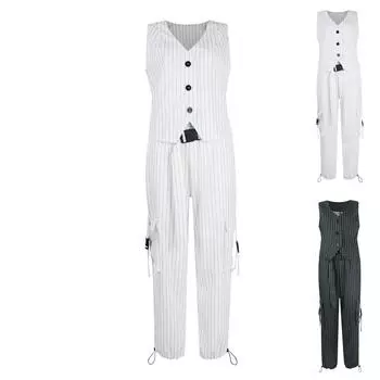 Женский модный повседневный жилет в полоску с принтом, костюм, женская одежда XXL чёрный