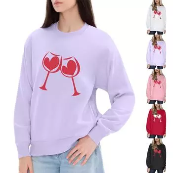 Женский модный принтованный свитер с длинным рукавом и круглым вырезом S чёрный