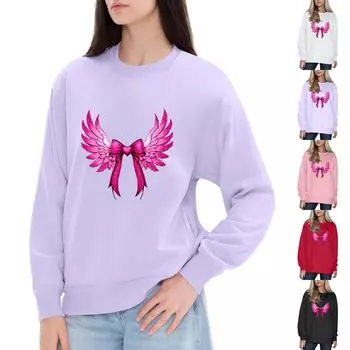 Женский модный принтованный свитер с длинным рукавом и круглым вырезом M чёрный