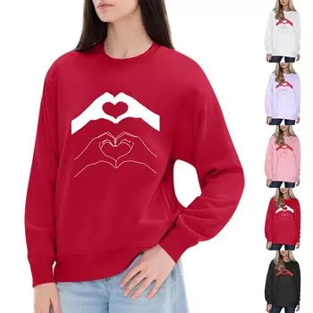 Женский модный принтованный свитер с длинным рукавом и круглым вырезом XXL красный