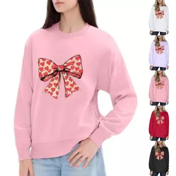 Женский модный принтованный свитер с длинным рукавом и круглым вырезом L розовый