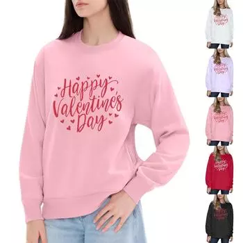 Женский модный принтованный свитер с длинным рукавом и круглым вырезом L розовый