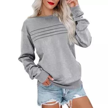 Женский модный пуловер с длинными рукавами и однотонный свитшот L