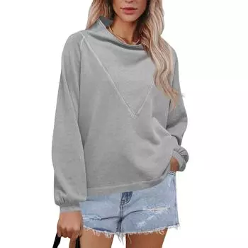 Женский модный пуловер с длинными рукавами и однотонный свитшот M