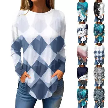 Женский модный пуловер с круглым вырезом и длинными рукавами с принтом L