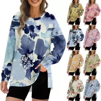 Женский модный пуловер с круглым вырезом и длинным рукавом с принтом, верхняя толстовка L зелёный