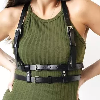 Женский модный ремень из искусственной кожи, регулируемый декоративный ремень с шипами, женский готический ремень, бондаж, нижнее белье, нагрудный ремень Ajustable чёрный