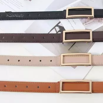 Женский модный ремень из искусственной кожи с прямоугольной пряжкой, однотонный пояс для брюк, джинсов, универсальный аксессуар для платьев, рубашек, топов чёрный
