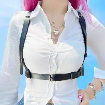 Женский модный ремень из искусственной кожи с шипами, декоративный ремень, регулируемый ремень, фетиш-костюм, нижнее белье для бондажа, нижнее белье для бондажа Ajustable чёрный