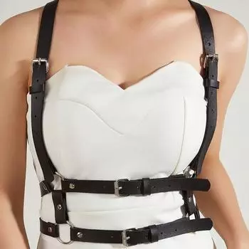 Женский модный ремень из искусственной кожи с шипами, декоративный ремень, регулируемый ремень, Фетиш-одежда, бондаж, нижнее белье, нагрудный ремень Ajustable чёрный