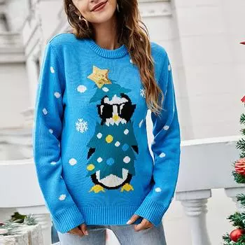 Женский модный рождественский свитер, рождественский джемпер с подсветкой S