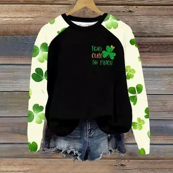 Женский модный рукав реглан St. Повседневная толстовка с круглым вырезом и принтом ко Дню Святого Патрика L армия зеленый