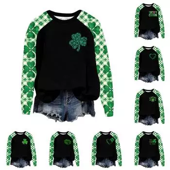 Женский модный рукав реглан St. Повседневная толстовка с круглым вырезом и принтом ко Дню Святого Патрика L армия зеленый