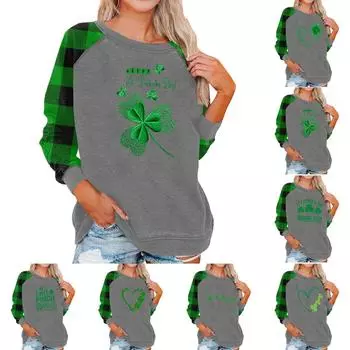 Женский модный рукав реглан St. Повседневная толстовка с круглым вырезом и принтом ко Дню Святого Патрика XXXL