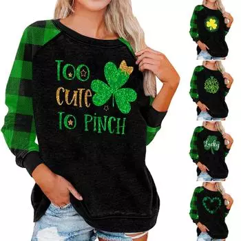 Женский модный рукав реглан St. Повседневная толстовка с круглым вырезом и принтом ко Дню Святого Патрика M