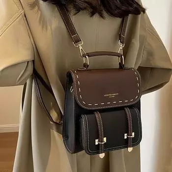 Женский модный рюкзак, ретро-сумка через плечо, рюкзак, повседневная сумка через плечо, школьная сумка в стиле преппи, регулируемый плечевой ремень, несколько чёрный