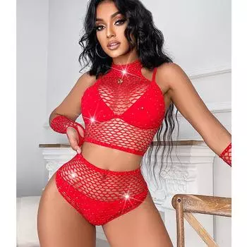 Женский модный рыболовный сетчатый обтягивающий костюм для нижнего белья, эротический сетчатый прозрачный боди, комплект одежды, женский сексуальный сетчатый полый боди XXS