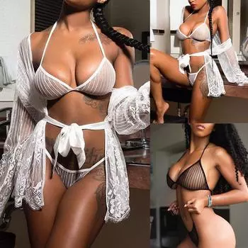 Женский модный сексуальный костюм из двух предметов, однотонный беспроводной бюстгальтер, сексуальное нижнее белье, трусики L чёрный
