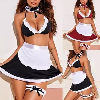 Женский модный сексуальный кружевной комплект из шести предметов, однотонный беспроводной бюстгальтер, сексуальное нижнее белье, трусики S чёрный