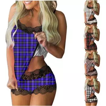 Женский модный сексуальный кружевной комплект, костюм с принтом, беспроводной бюстгальтер, сексуальное нижнее белье, трусики, пижамы, одежда для сна L синий