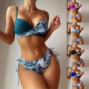 Женский модный сексуальный купальник контрастного цвета с принтом и раздельным бикини L