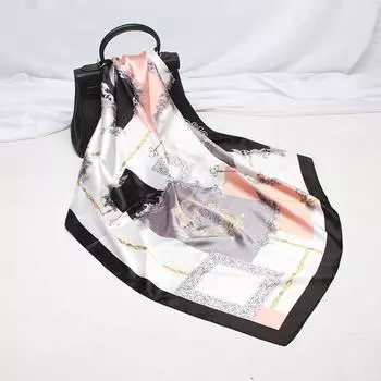 Женский модный шарф, хиджаб, атласный гладкий, мягкий шелк, уютный геометрический платок, пляжное полотенце, глушитель 01