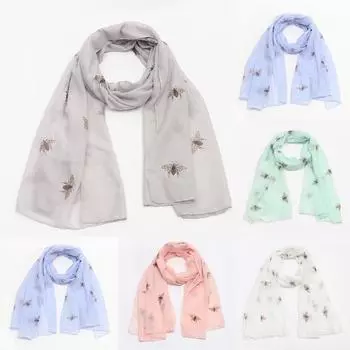 Женский модный шелковый шарф с принтом, удобный и универсальный пляжный шарф белый