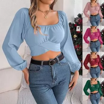 Женский модный шифоновый топ со шнуровкой на талии L