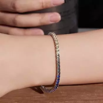 Женский модный стильный медный теннисный браслет с цепочкой из циркония радужного цвета, браслеты с индивидуальным узором разноцветный