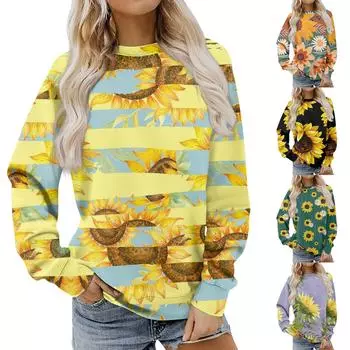 Женский модный свитер с круглым вырезом и цветочным принтом S