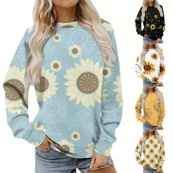 Женский модный свитер с круглым вырезом и цветочным принтом XXL