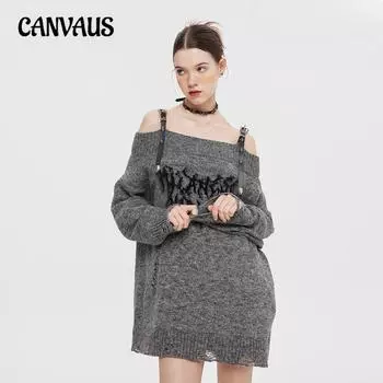 Женский модный свитер в стиле пикантной девушки на одно плечо, свободный, универсальный, тонкий, непромокаемый свитер S чёрный