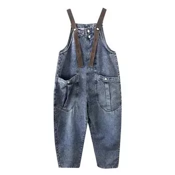 Женский модный свободный джинсовый комбинезон XXXL синий