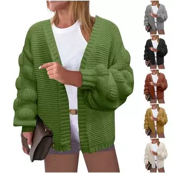 Женский модный свободный однотонный вязаный свитер средней длины, куртка-кардиган XL армия зеленый