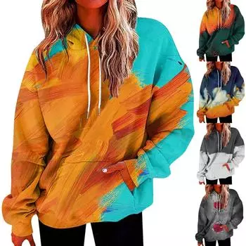 Женский модный свободный повседневный топ с градиентом и длинными рукавами XXXXL синий