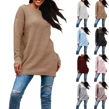 Женский модный свободный повседневный вязаный свитер без бретелек L чёрный