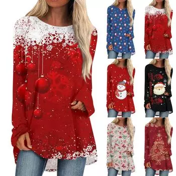 Женский модный свободный пуловер средней длины с круглым вырезом и принтом, рукава реглан, повседневный топ с длинными рукавами L чёрный