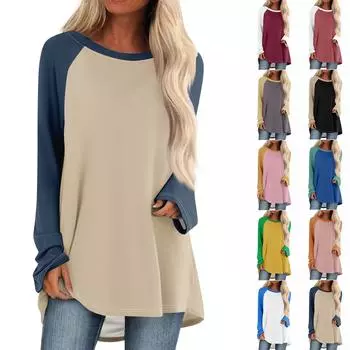 Женский модный свободный пуловер средней длины с круглым вырезом и принтом, рукава реглан, повседневный топ с длинными рукавами M белый