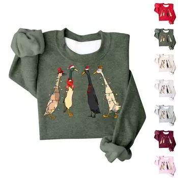 Женский модный свободный свитер с круглым вырезом и длинными рукавами с рождественским принтом XL бежевый