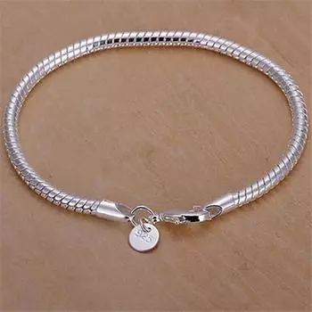 Женский модный тонкий браслет, блестящий лаконичный браслет в подарок 8 inch серебряный