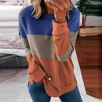 Женский модный топ осень-зима в полоску с принтом тай-дай и градиентом, толстовки с длинными рукавами и круглым вырезом, женские повседневные топы S