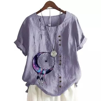 Женский модный топ с круглым вырезом и короткими рукавами с популярным цветочным узором в 11 цветах S белый