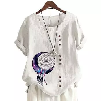 Женский модный топ с круглым вырезом и короткими рукавами с популярным цветочным узором в 11 цветах S белый