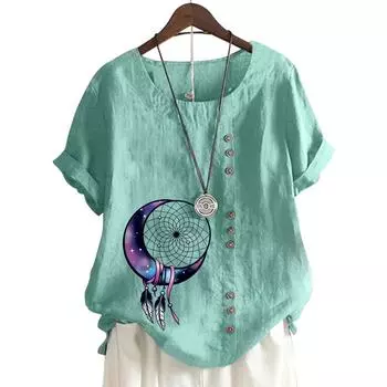 Женский модный топ с круглым вырезом и короткими рукавами с популярным цветочным узором в 11 цветах S белый