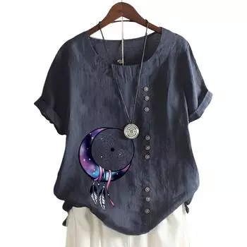 Женский модный топ с круглым вырезом и короткими рукавами с популярным цветочным узором в 11 цветах S белый